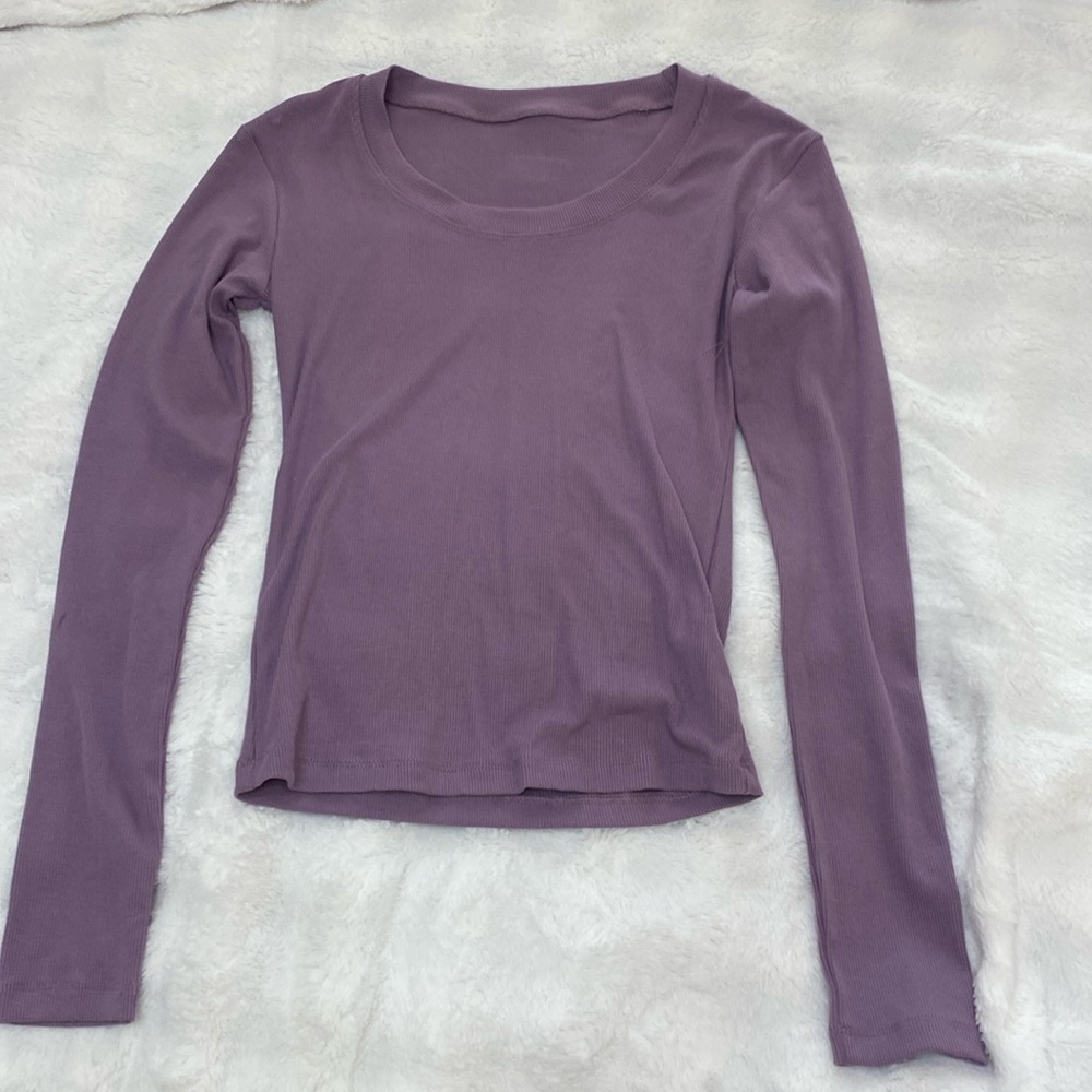 Small Purple Ribbed Long Sleeve Hollister